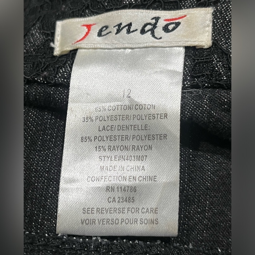 Jendo Black Lace DENIM BUTTON UP JACKET WOMEN SIZE 12 - Picture 4 of 8